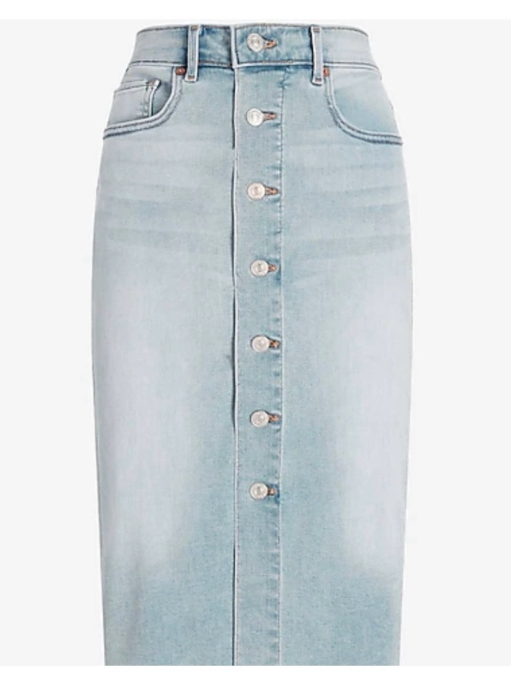 EXPRESS Light Wash Button-Front Denim Pencil Skirt High Waist - Women’s Size 6